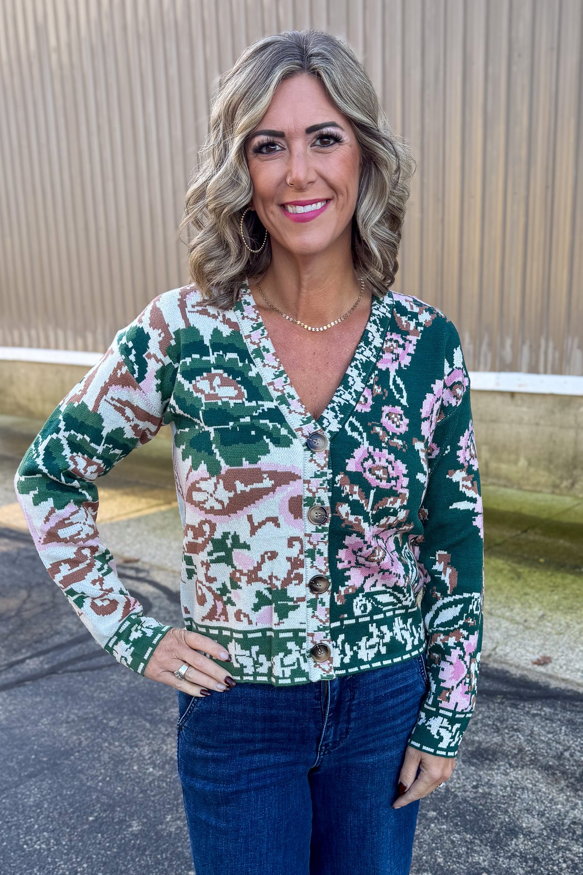 Forest Mixed Floral Button Cardigan