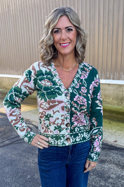 Forest Mixed Floral Button Cardigan