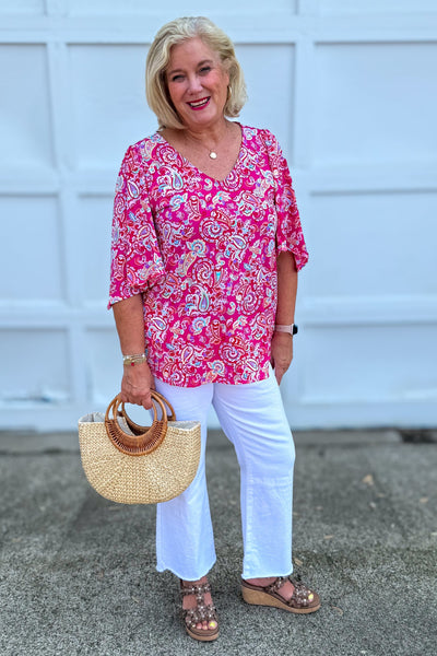 Pink Paradise Paisley Cali Top styled