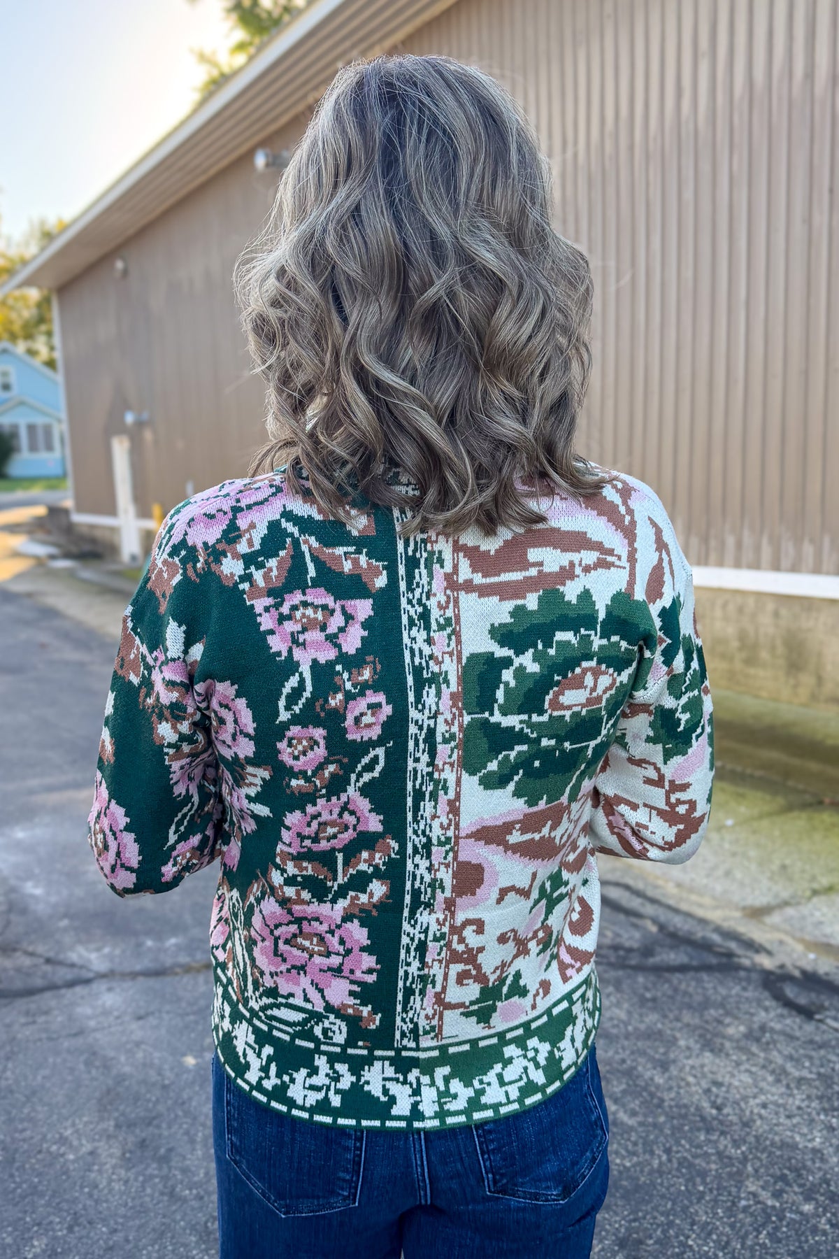 Forest Mixed Floral Button Cardigan Back