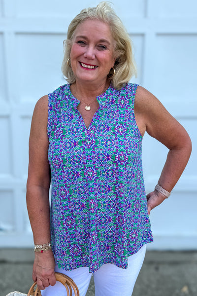 Royal Blue Mosaic Lizzy Tank
