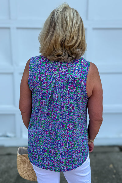 Royal Blue Mosaic Lizzy Tank back