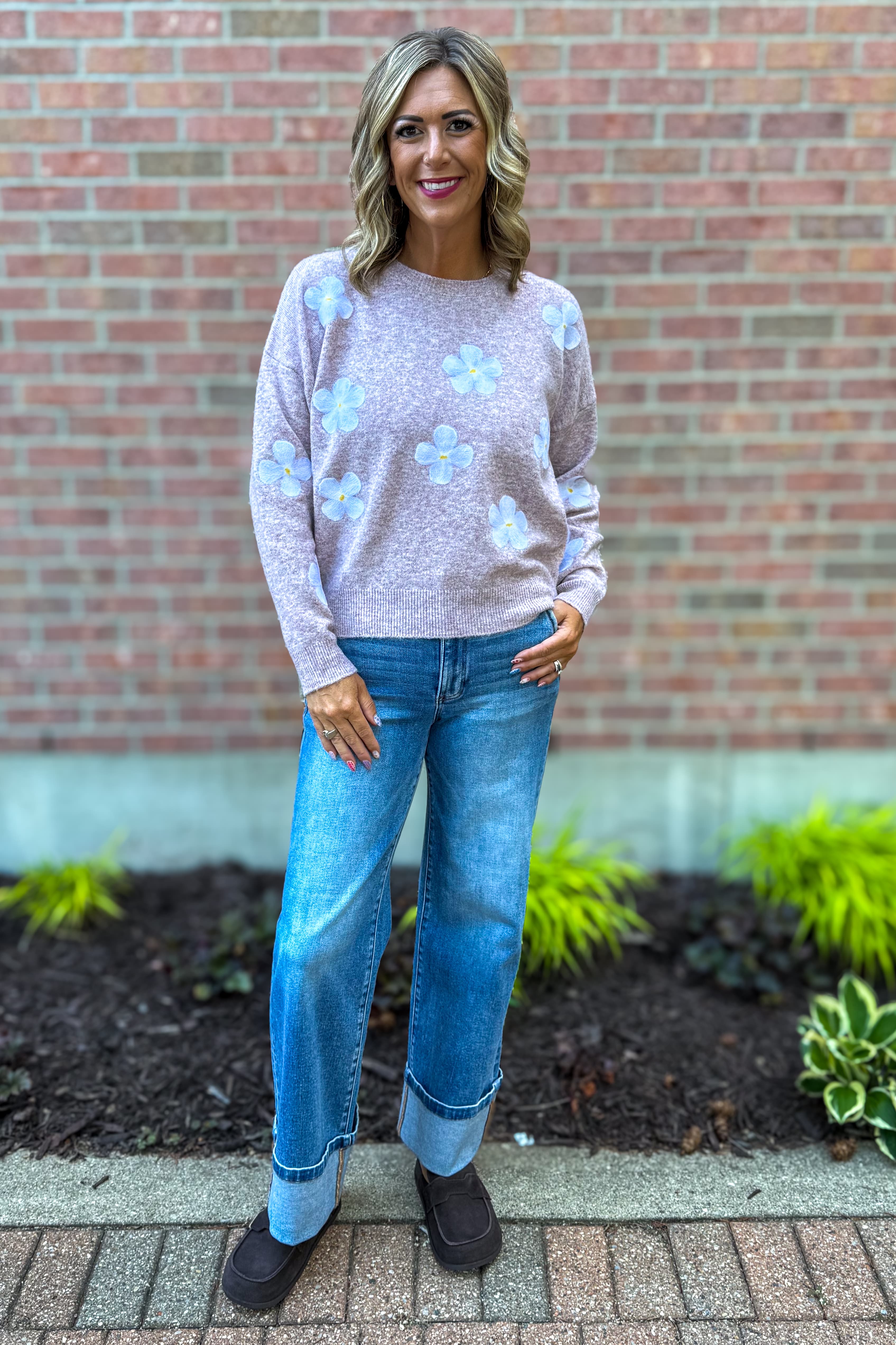 Lavender Floral Sweater Styled