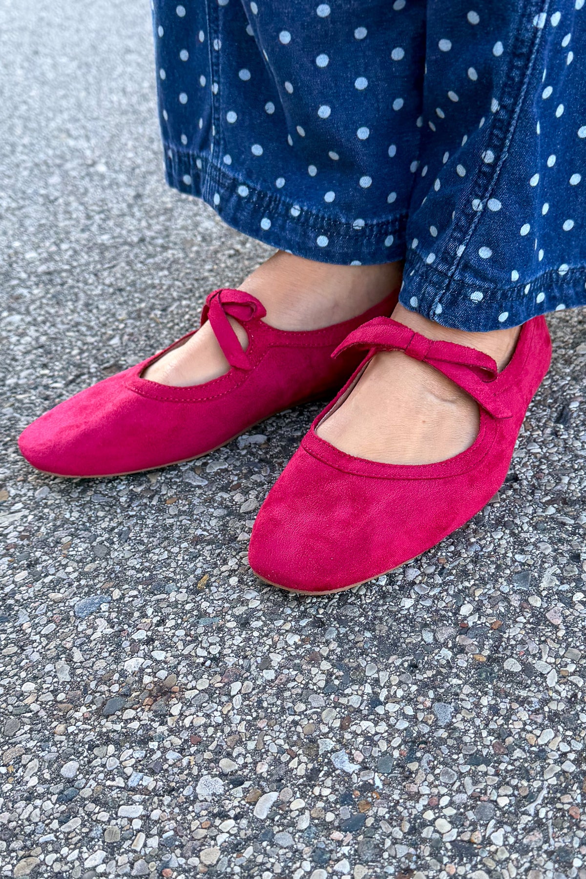 Layover Red Suede Bow Mary Jane