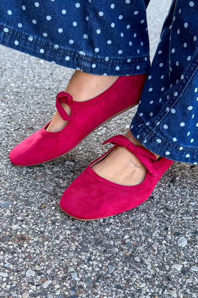 Layover Red Suede Bow Mary Jane