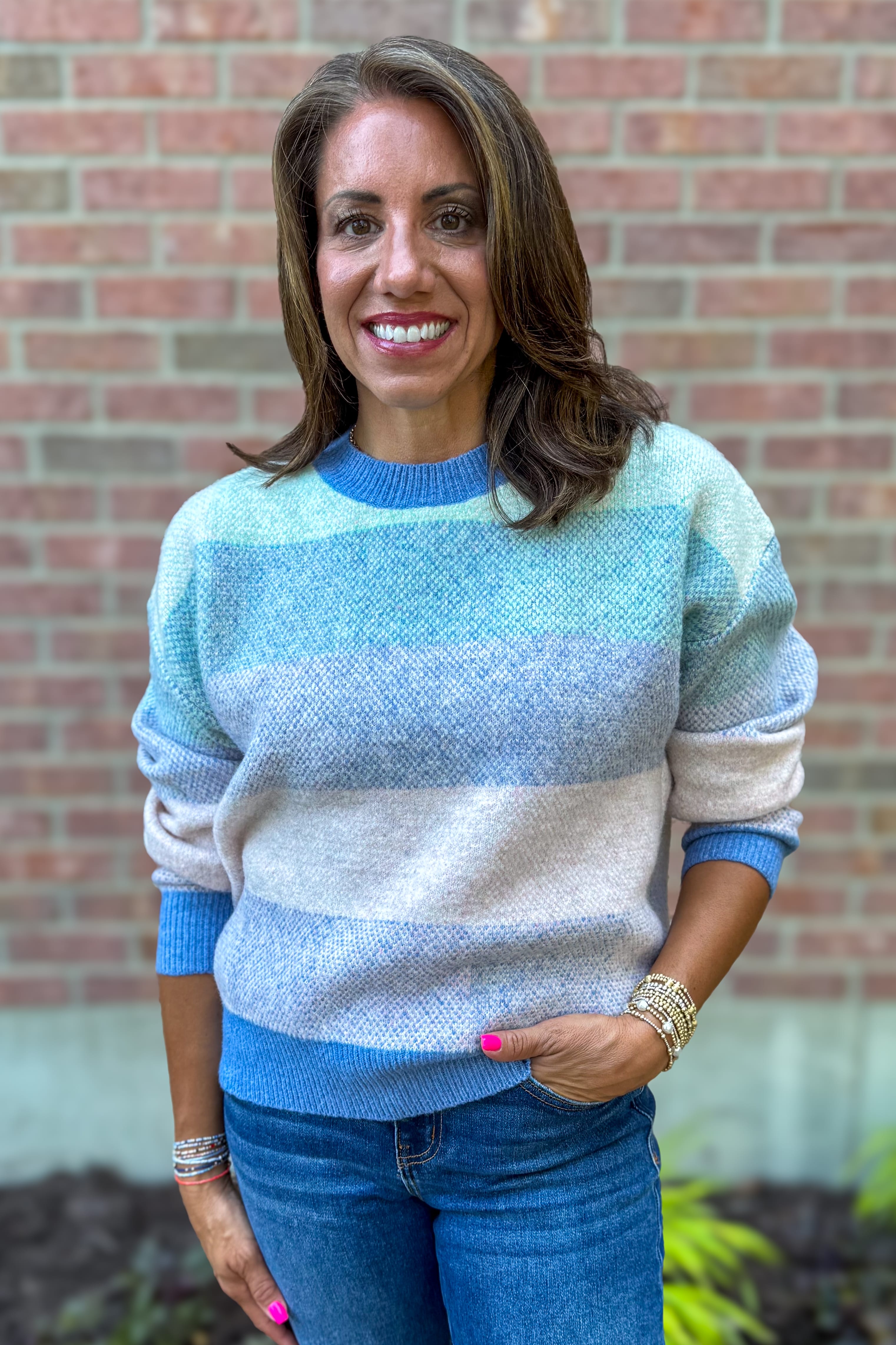 Periwinkle Blue Multi Stripe Sweater