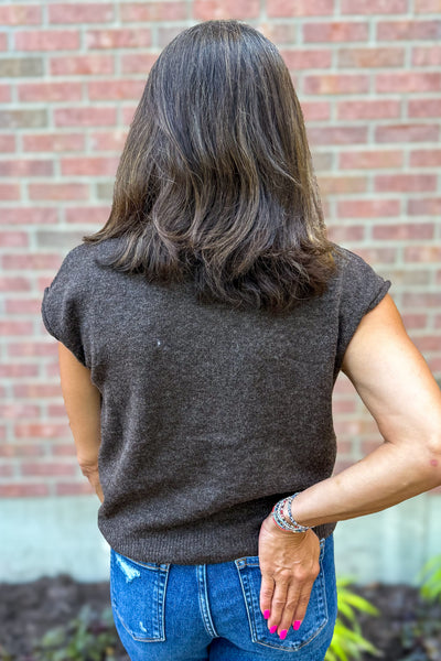 Chocolate Brown Raw Edge Lightweight Cardigan Back