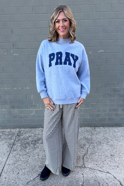 Grey Pray Mock Neck Sweatshirt Styled