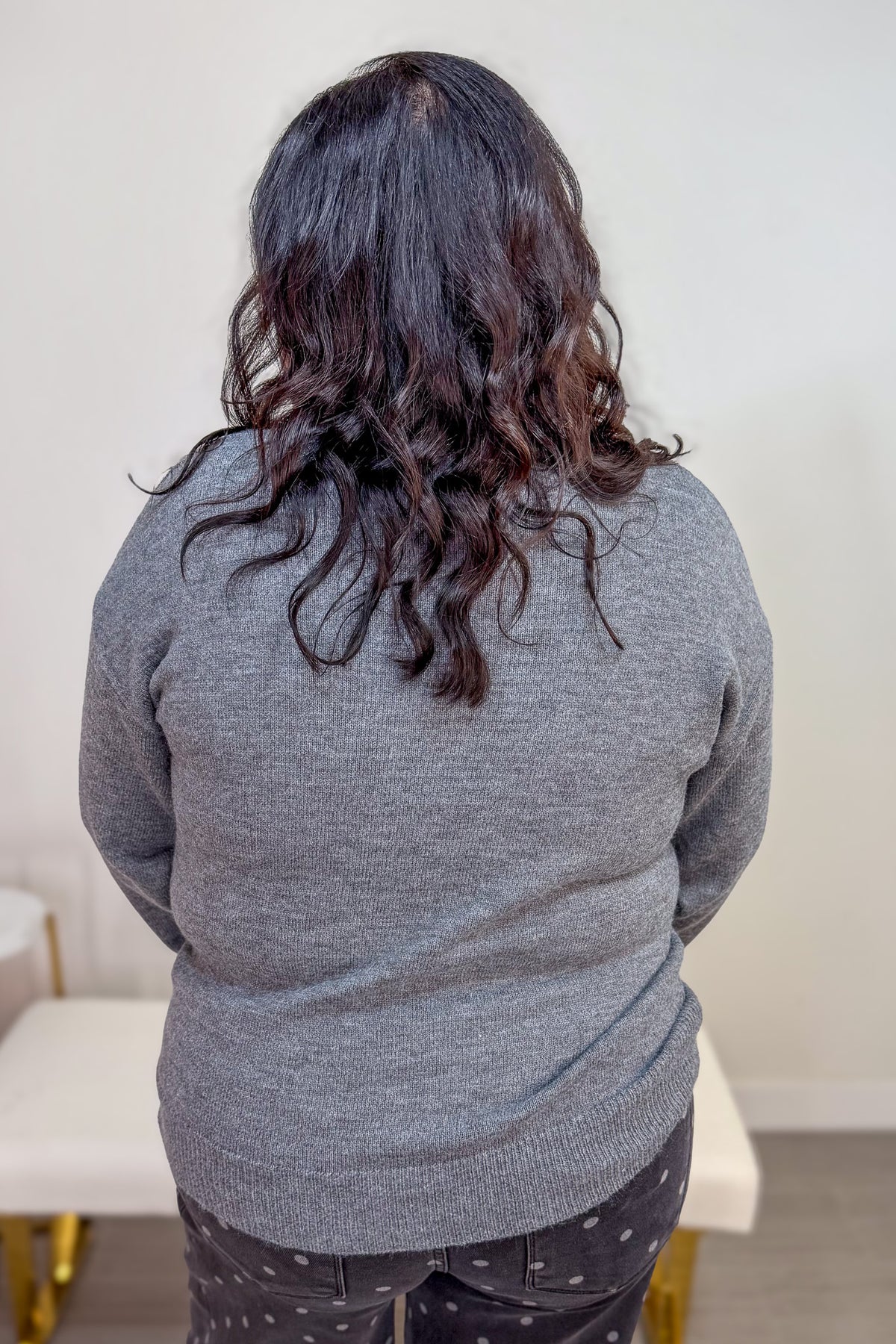 Charcoal Floral Embroidered Sweater Back