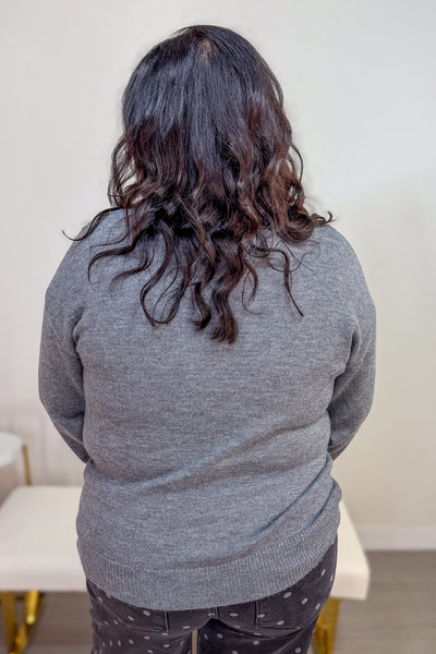 Charcoal Floral Embroidered Sweater Back