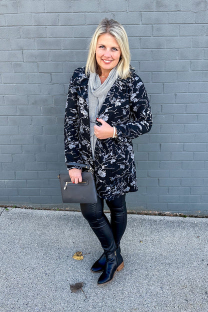 Grey & Black Floral Jacket styled