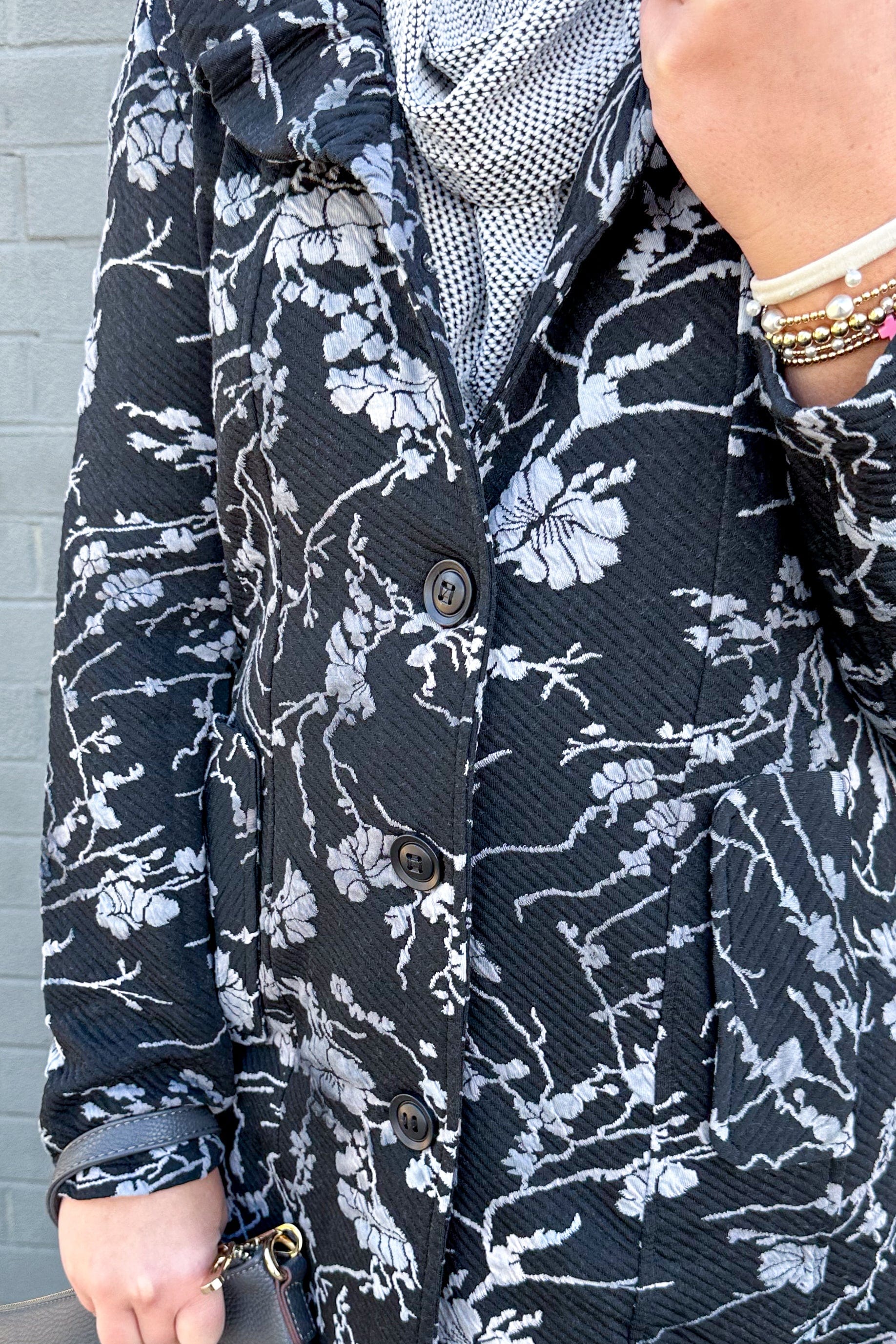 Grey & Black Floral Jacket detail