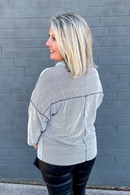 Black & White Chenille Cowl Top back