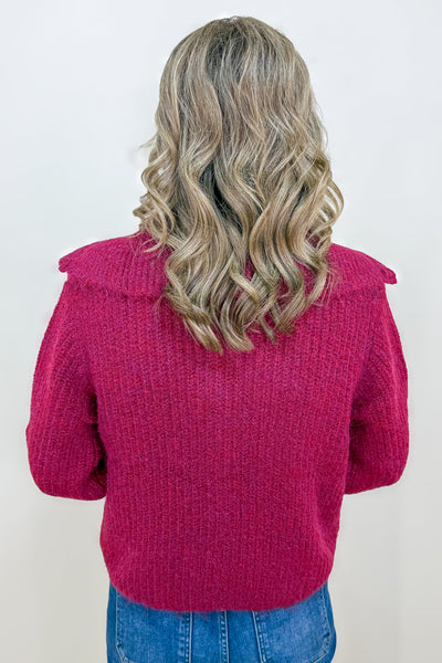 Cabernet High Neck Zip Sweater Back