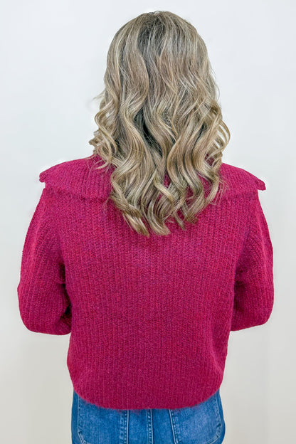 Cabernet High Neck Zip Sweater Back