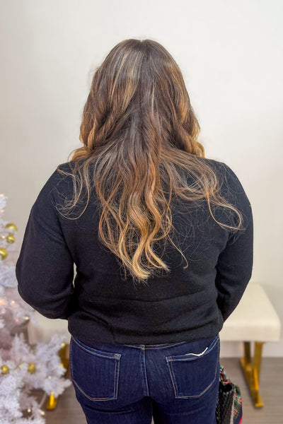 Black Floral Embroidered Sweater Back