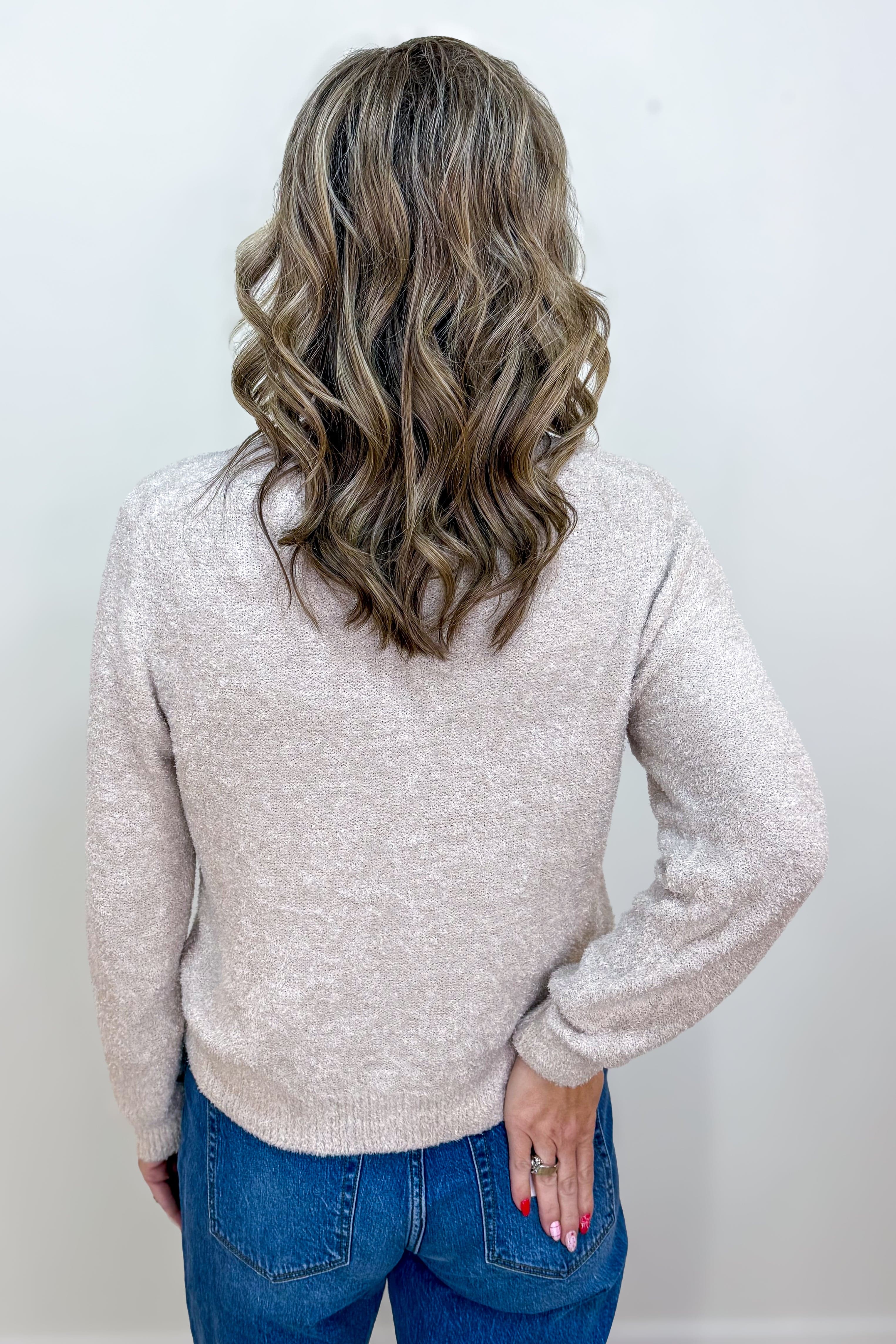 Sand Beige 5 Button Sweater Back