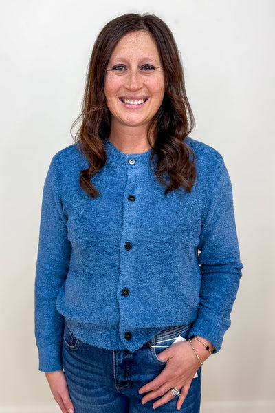 Dusty Blue 5 Button Sweater