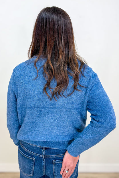 Dusty Blue 5 Button Sweater Back