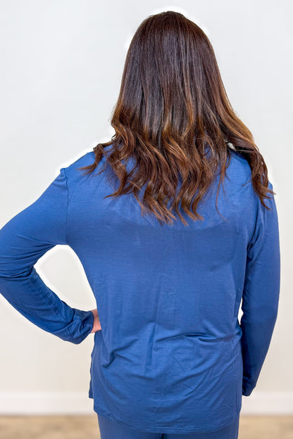 Denim Blue Bamboo Pajama Set Back