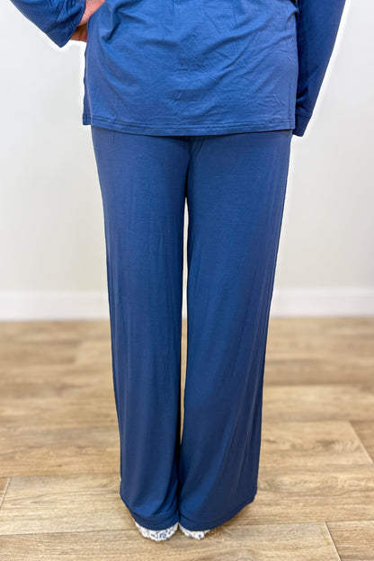 Denim Blue Bamboo Pajama Set Back