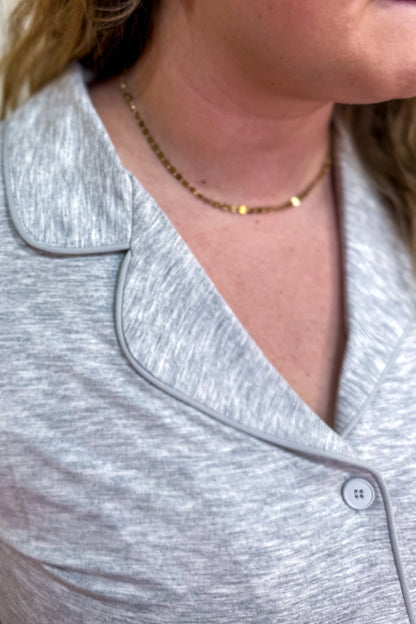 Heather Gray Bamboo Pajama Set Detailed