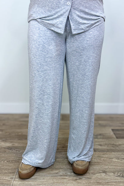 Heather Gray Bamboo Pajama Set Detailed