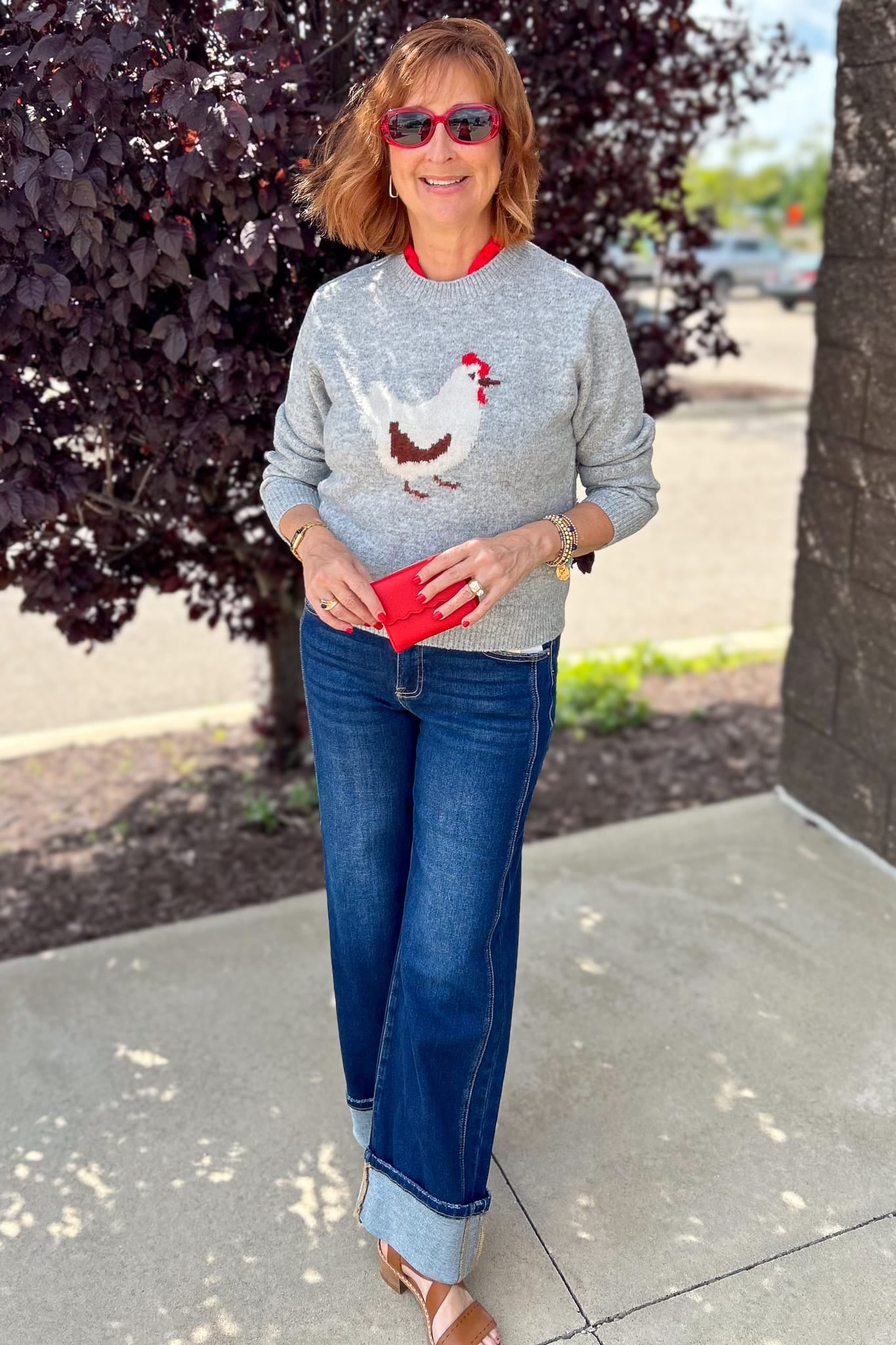 Grey Rooster Sweater Styled