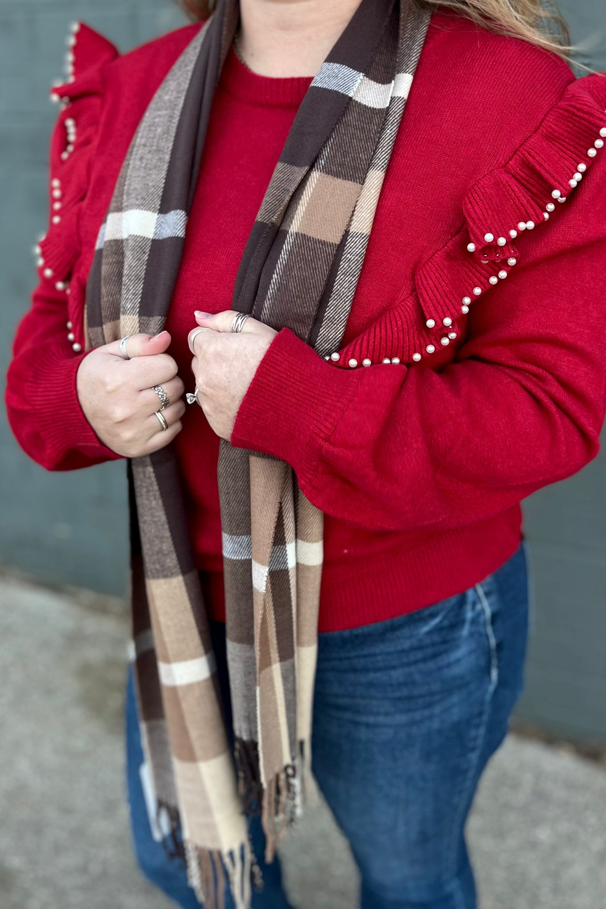 Brown & Camel Plaid Cashmere Feel Scarf