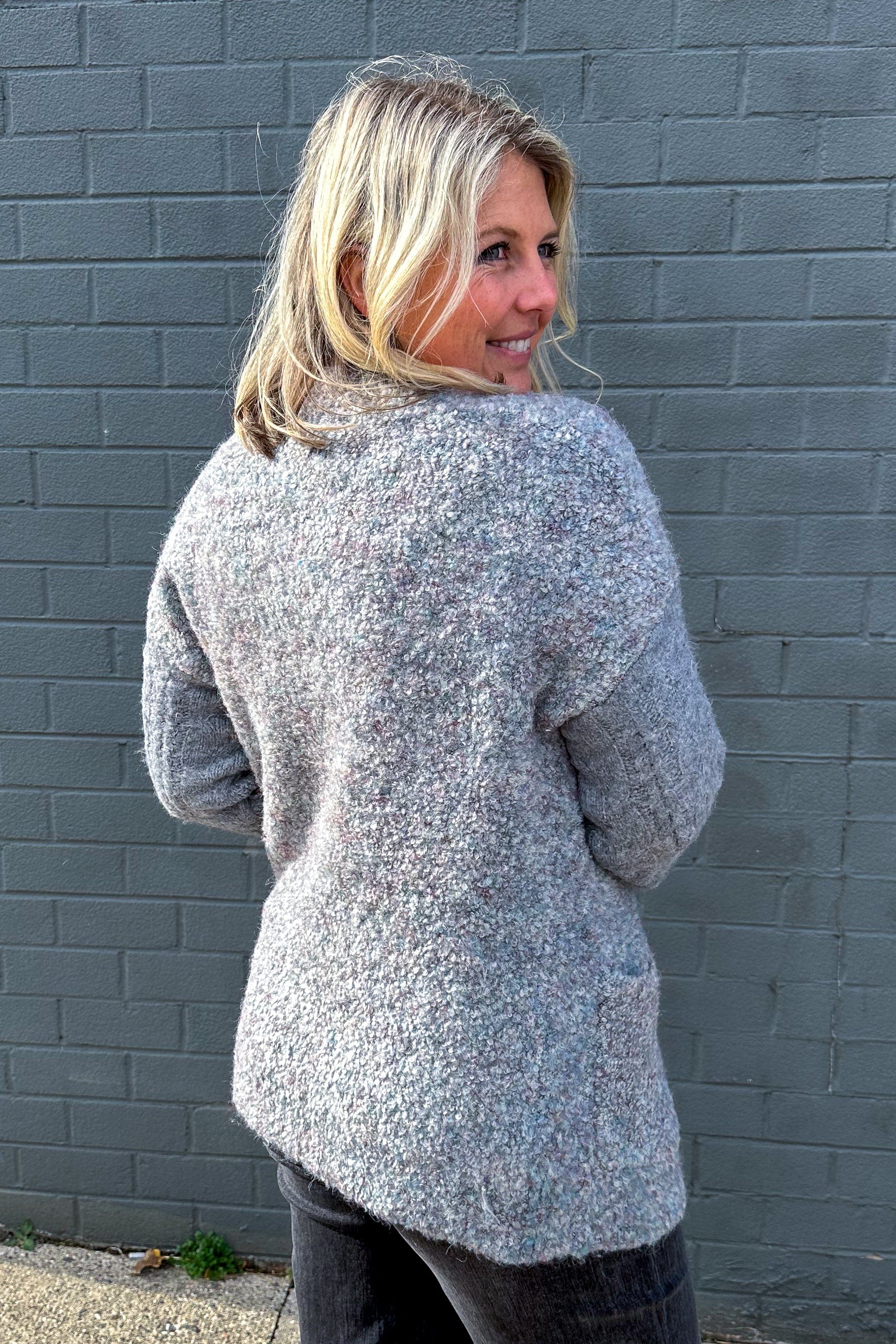 Sage & Grey Colorblock Cardigan back