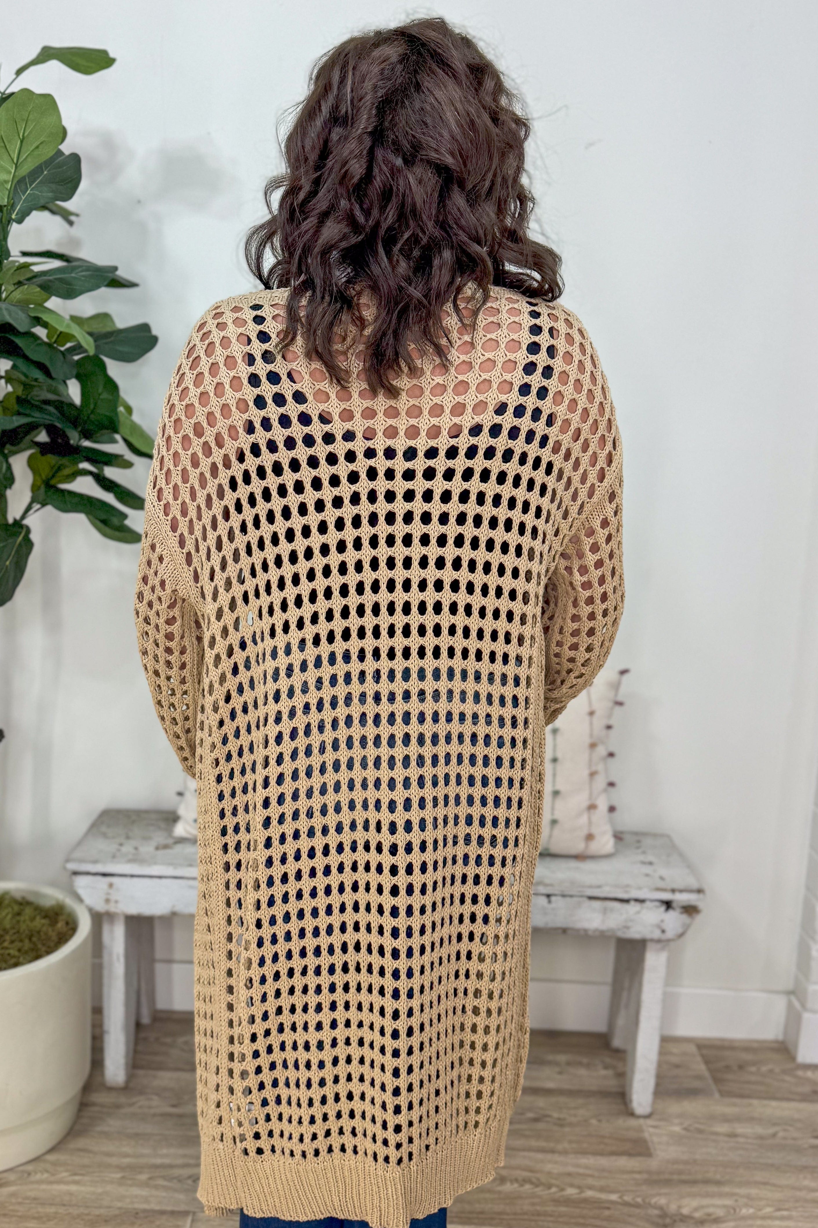 Almond Enya Long Crochet Cardigan back