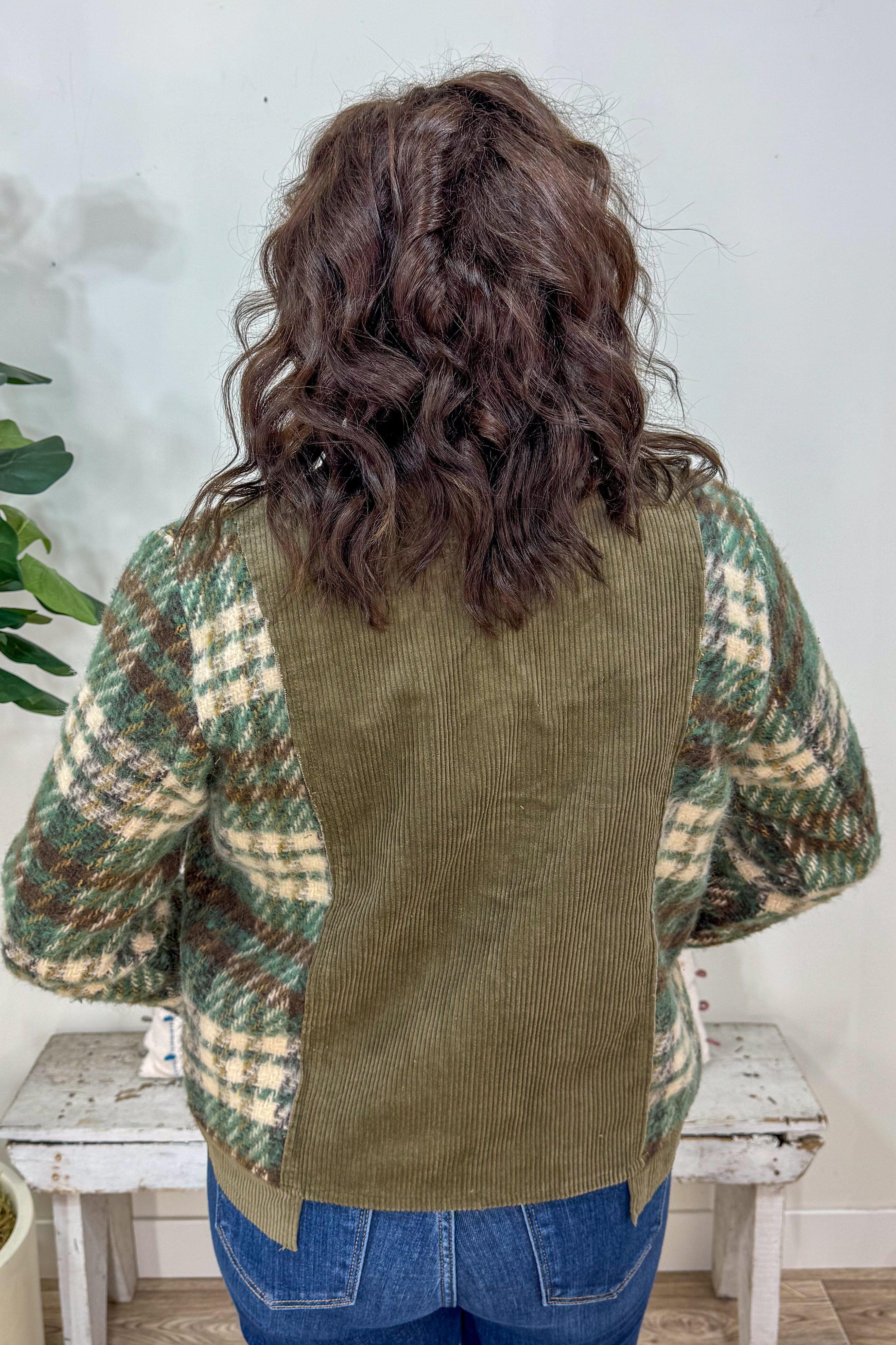 Olive & Plaid Corduroy Jacket back