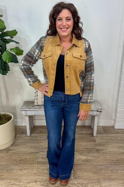 Camel & Plaid Corduroy Jacket styledd