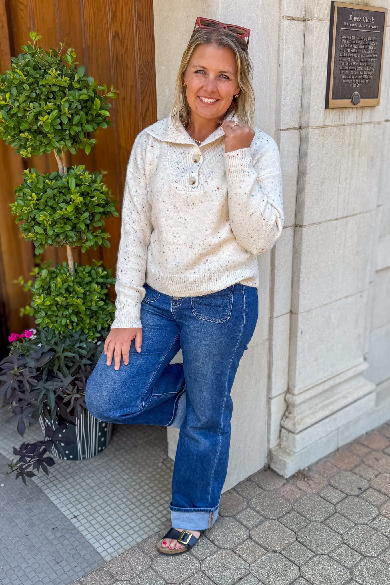 Ivory Speckle Collar Sweater