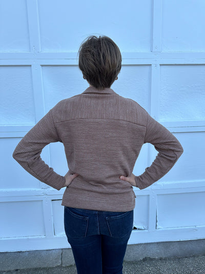 Mocha Half Zip-Up Textured Top back