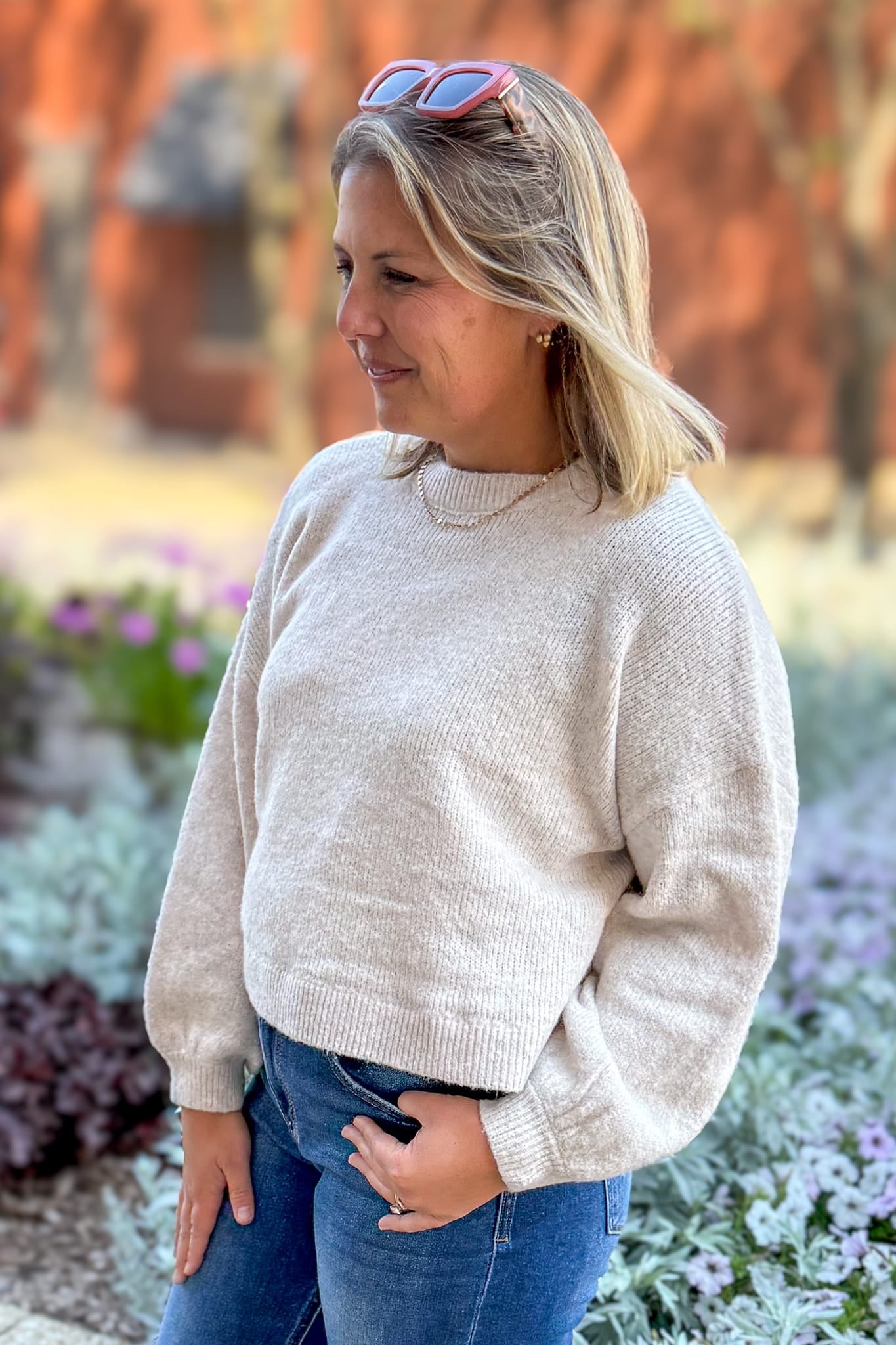 Taupe Bow Back Detail Sweater