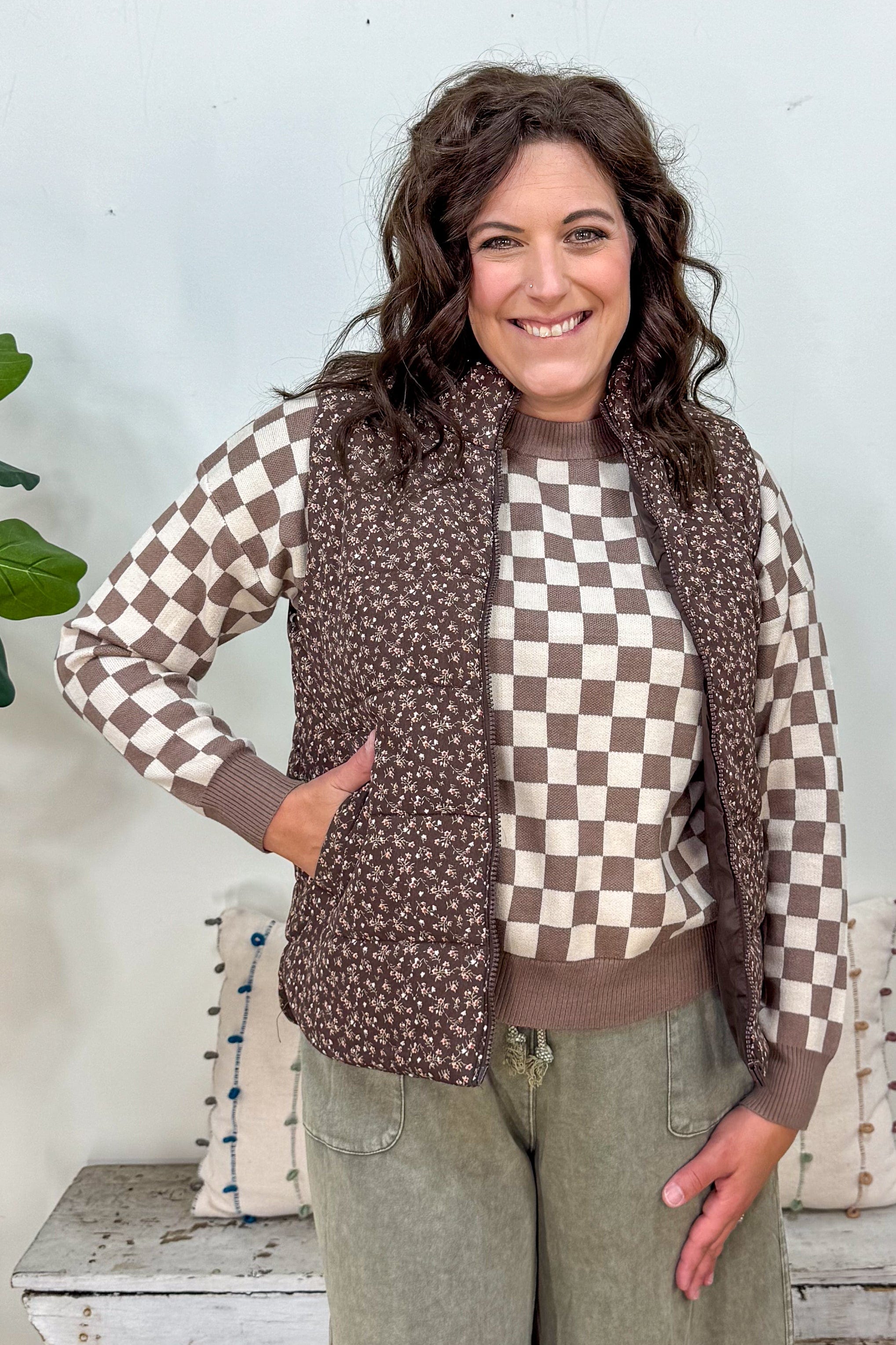 Chocolate Floral Vest