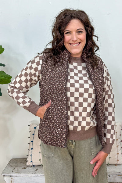 Chocolate Floral Vest