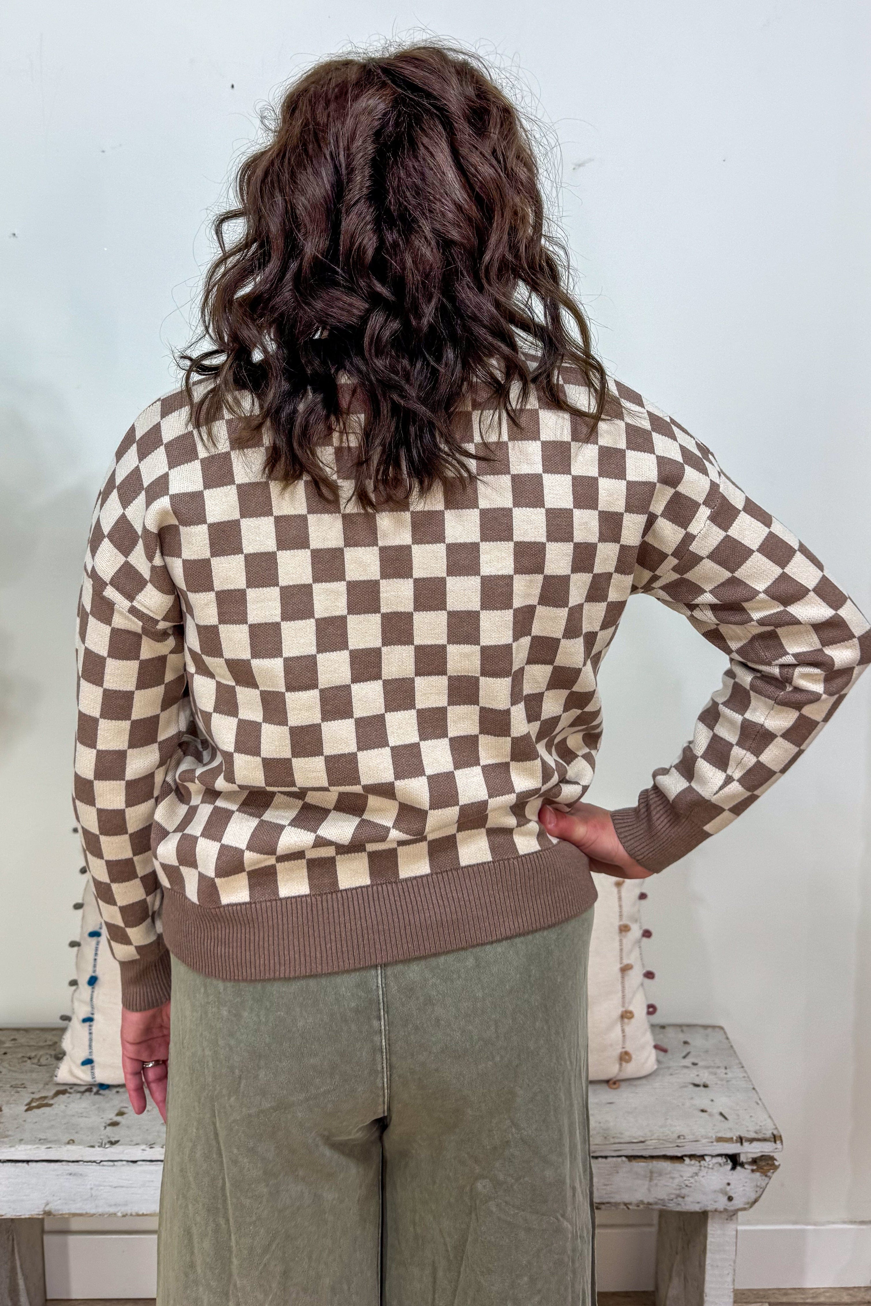 Mocha Checkerboard Sweater back