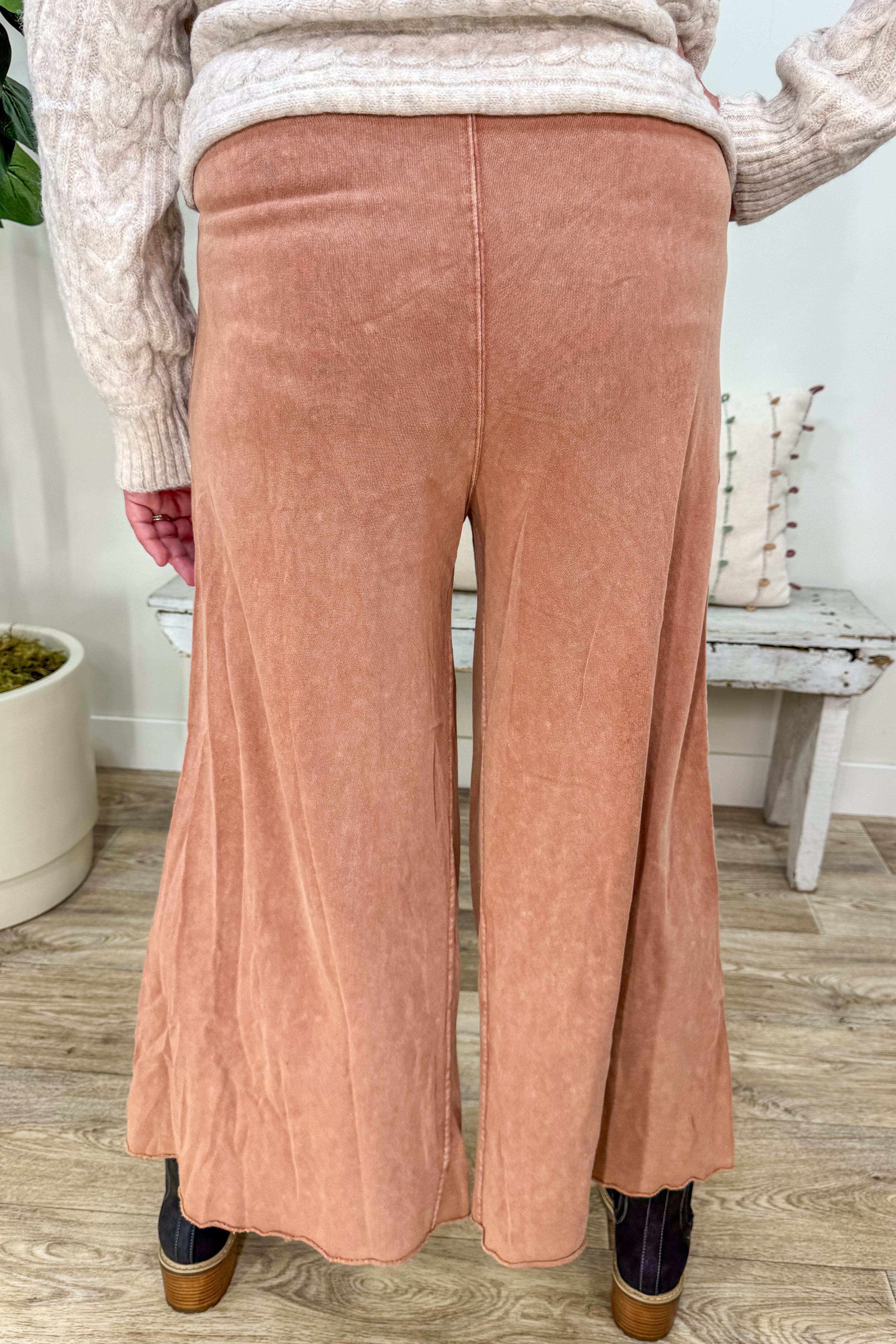 Red Bean Knit Wide Leg Pant back