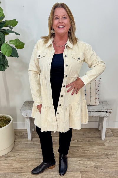 Antique White Corduroy Coat styled