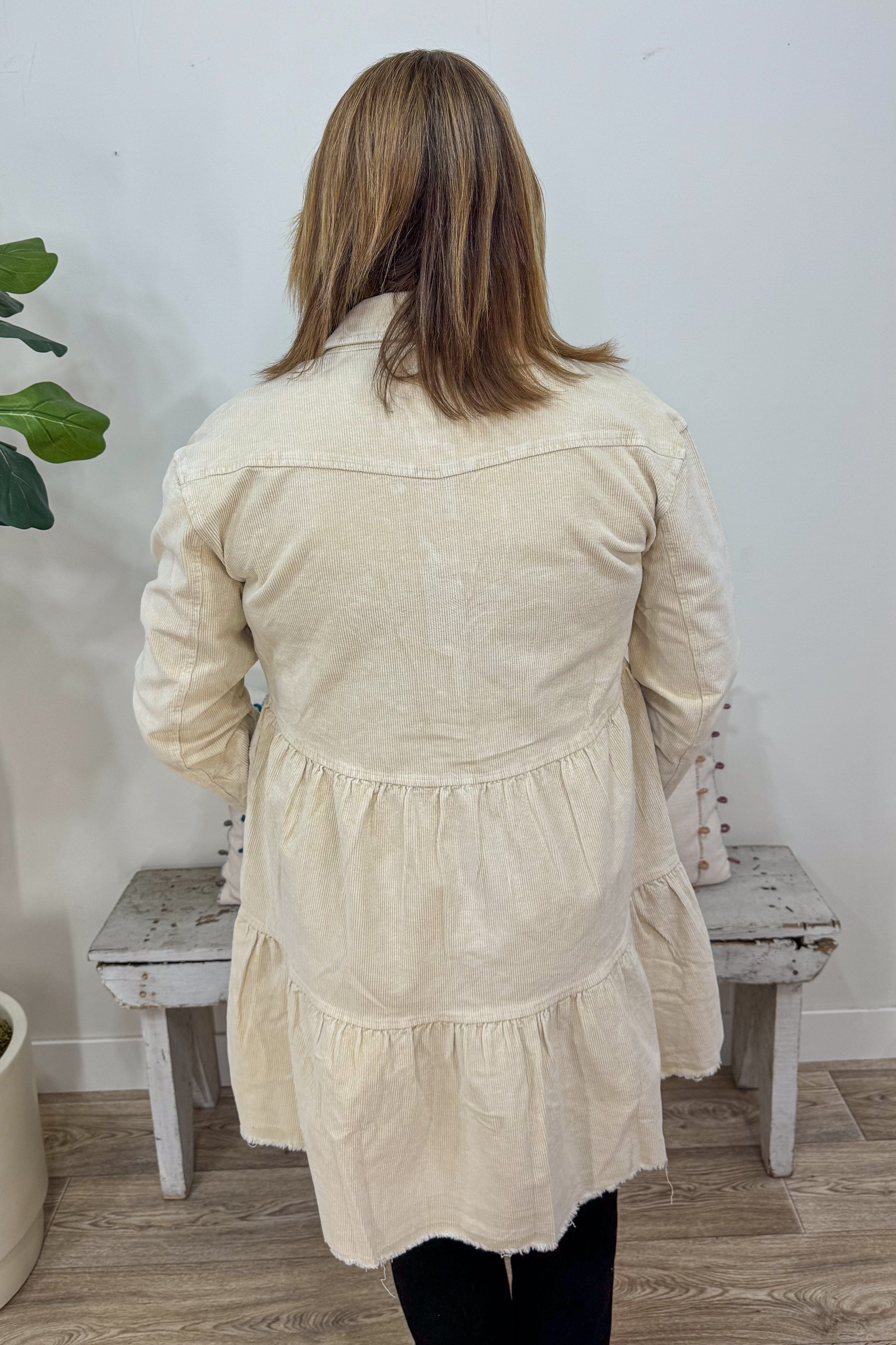 Antique White Corduroy Coat back