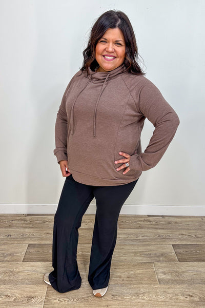 Hazelnut Drawstring French Terry Top styled