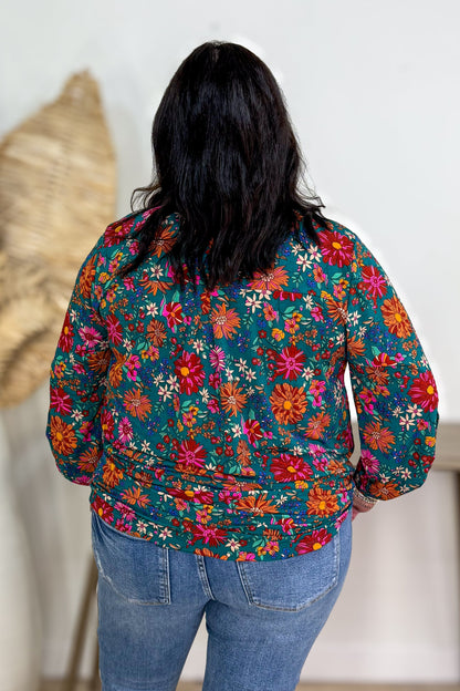Emerald Green Floral Lizzy Blouse back