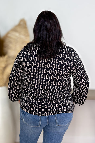 Black Geo Dot Button Lizzy Blouse back
