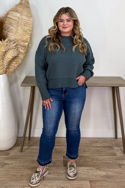 Jade Drop Shoulder Sweater styled