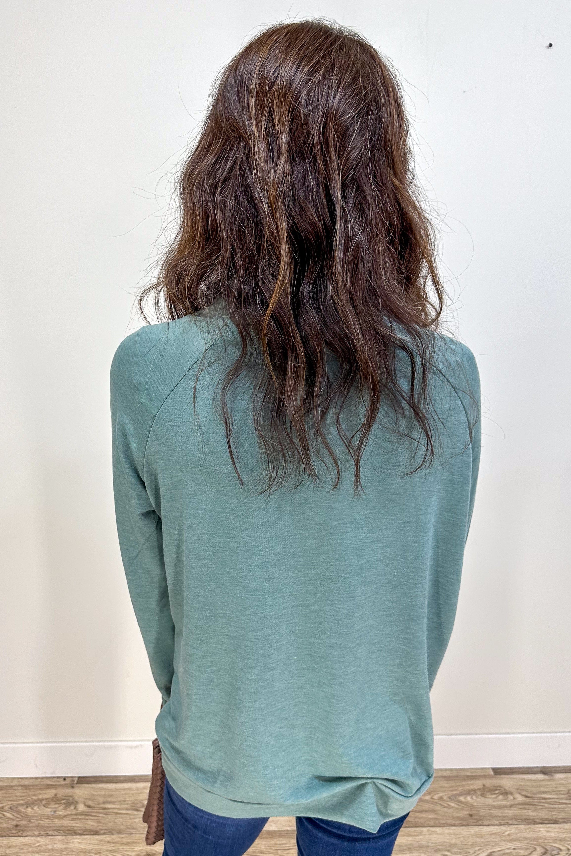 Sage Drawstring French Terry Top back