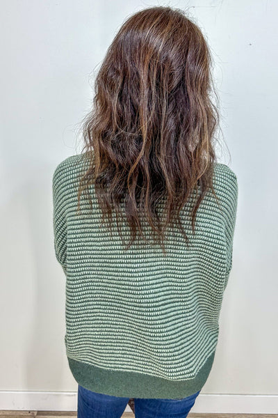 Sage Stripe Textured Sweater back