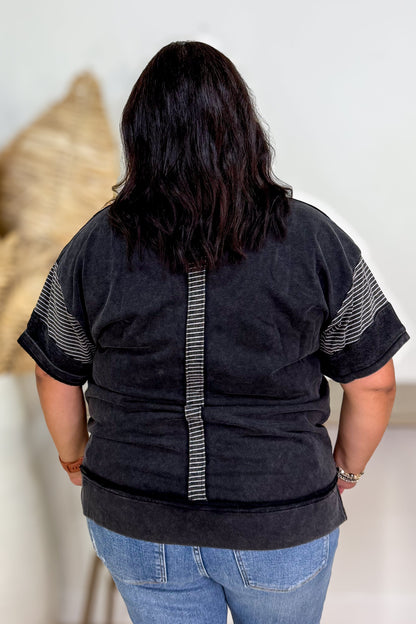 Ash French Terry Stripe Collar Top back