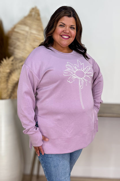 Lilac Daisy Modal Hi Low Pullover